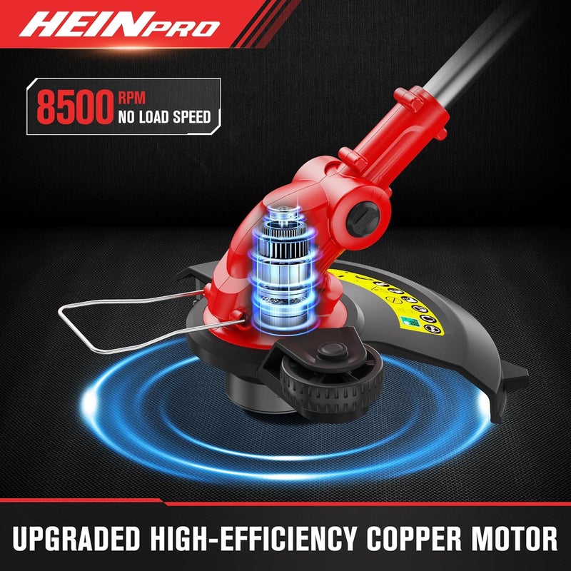 HEINPRO Cordless String Trimmer Compatible with Milwaukee M18 18V Battery, 12-Inch Weed Wacker Cordless, Auto Line Feed, Electric Weed Eater Battery Powered, Grass Trimmer w/ 6 Line Spools (Tool Only) - Image 3